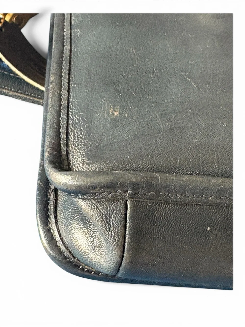 Vintage Coach two way bag Navy leather with brass hard wear made around 1970 - Picture 6 of 16